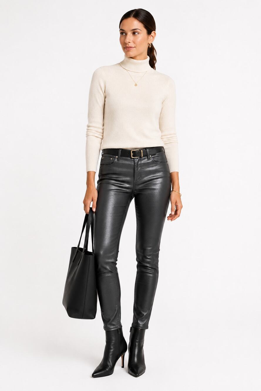 AG Adriano Goldschmied Black Coated Skinny Jeans Women's 27 Mid Rise Stretch